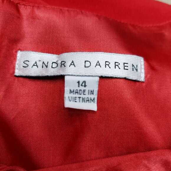 Sandra Darren Red Bow Detail Sheath Dress Size 14 - Picture 2 of 3